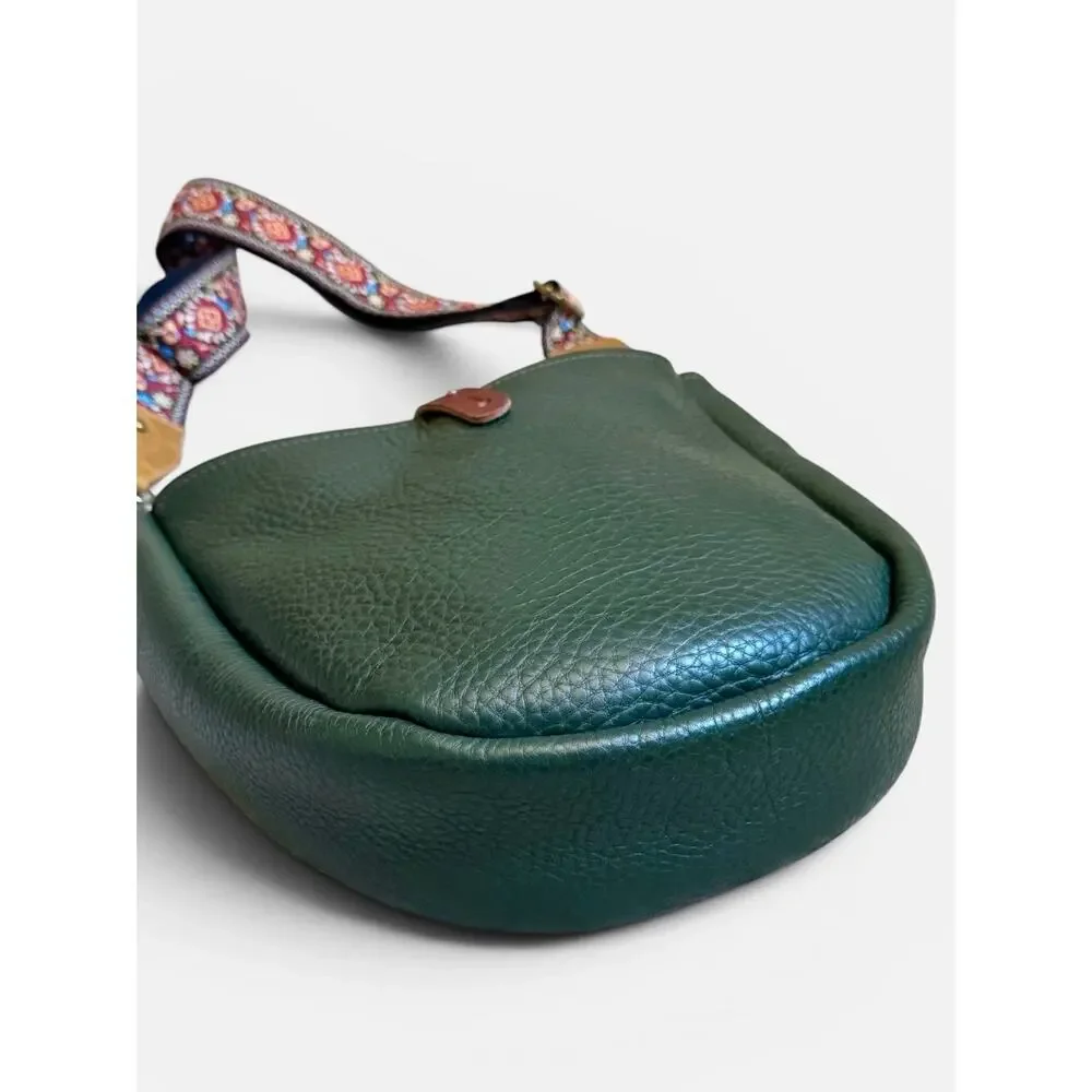 Go Forth Goods Celeste Leather Hobo Crossbody Shoulder Bag Forest Green Saddle